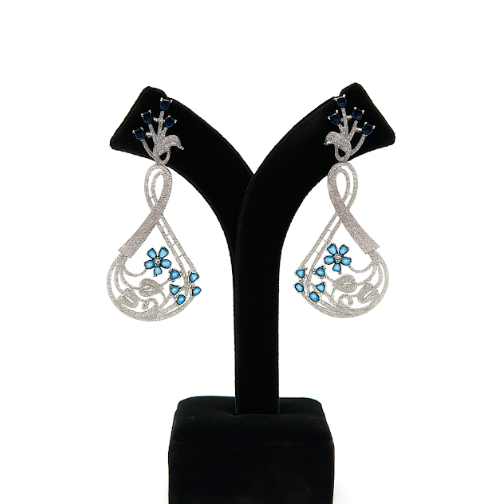 Stylish Blue Stone Long Earrings for Women